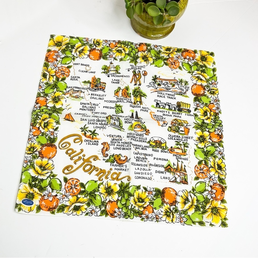 MCM Vintage California Orange Floral Cotton Hankerchief